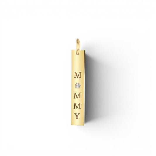 Diamond Mommy Vertical Tag Charm - Lotus Diamond