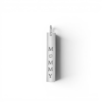 Diamond Mommy Vertical Tag Charm - Lotus Diamond