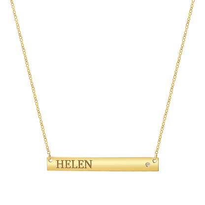 Diamond Nameplate Necklace - Lotus Diamond