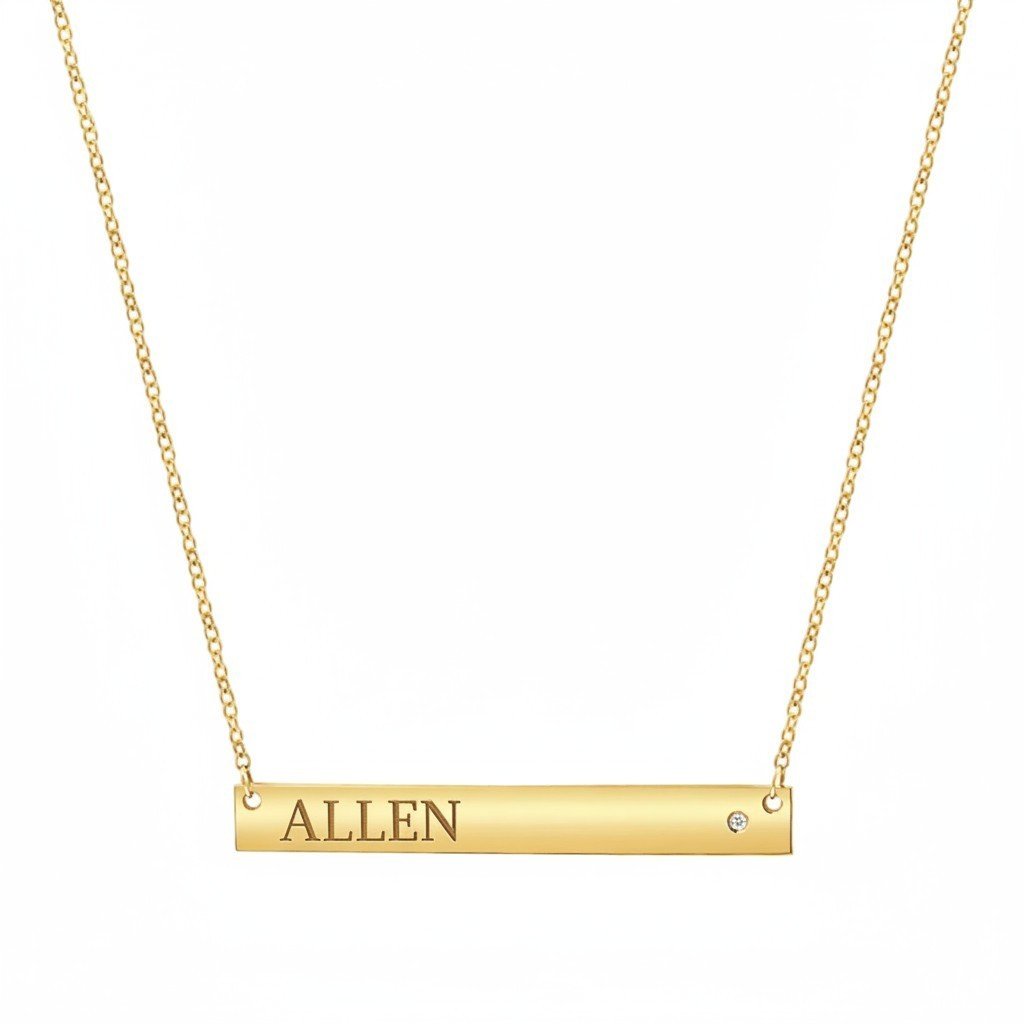 Diamond Nameplate Necklace - Lotus Diamond
