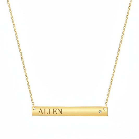 Diamond Nameplate Necklace - Lotus Diamond