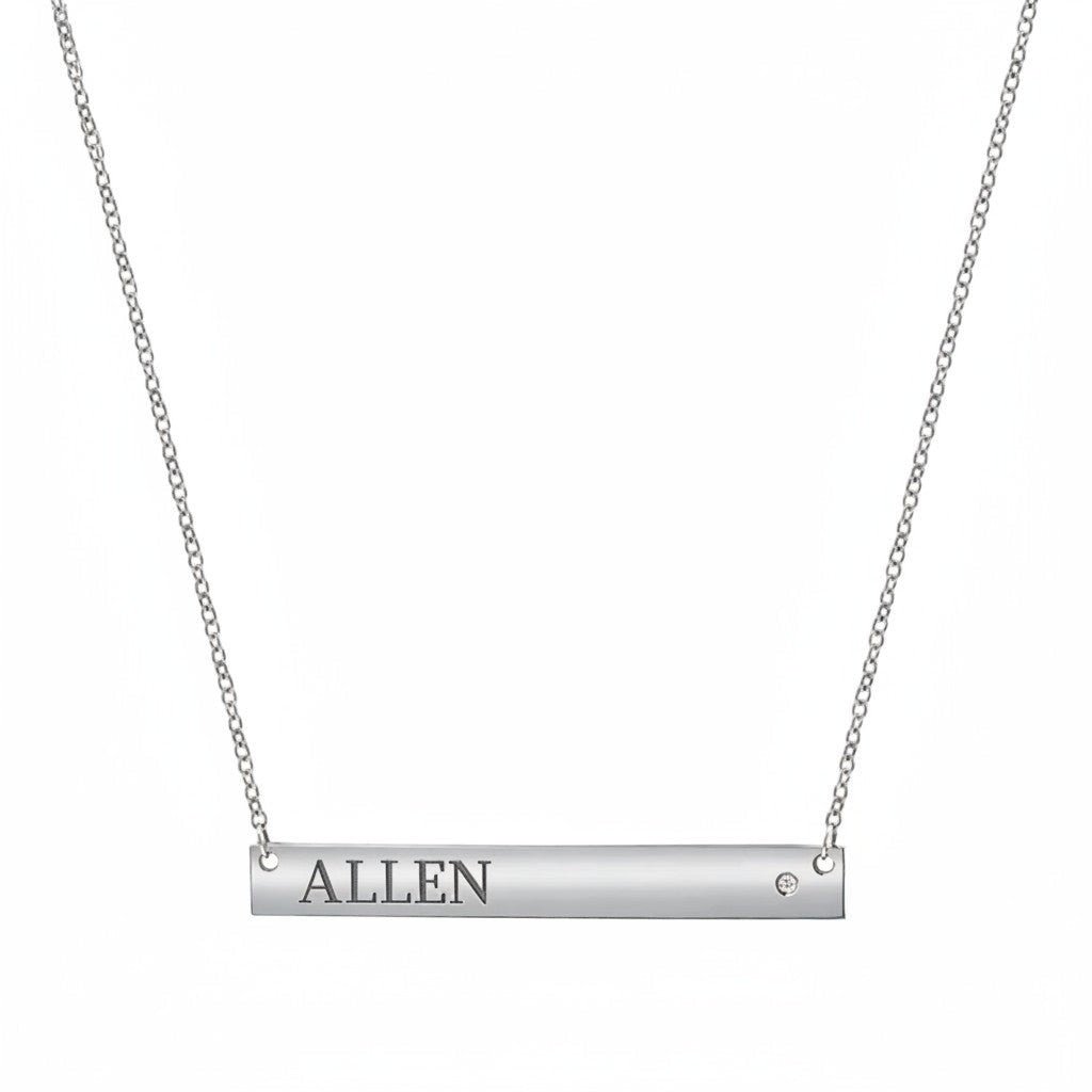Diamond Nameplate Necklace - Lotus Diamond