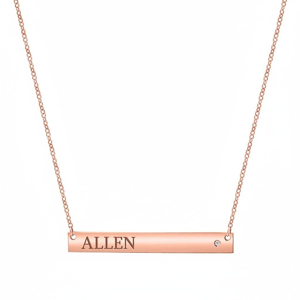 Diamond Nameplate Necklace - Lotus Diamond