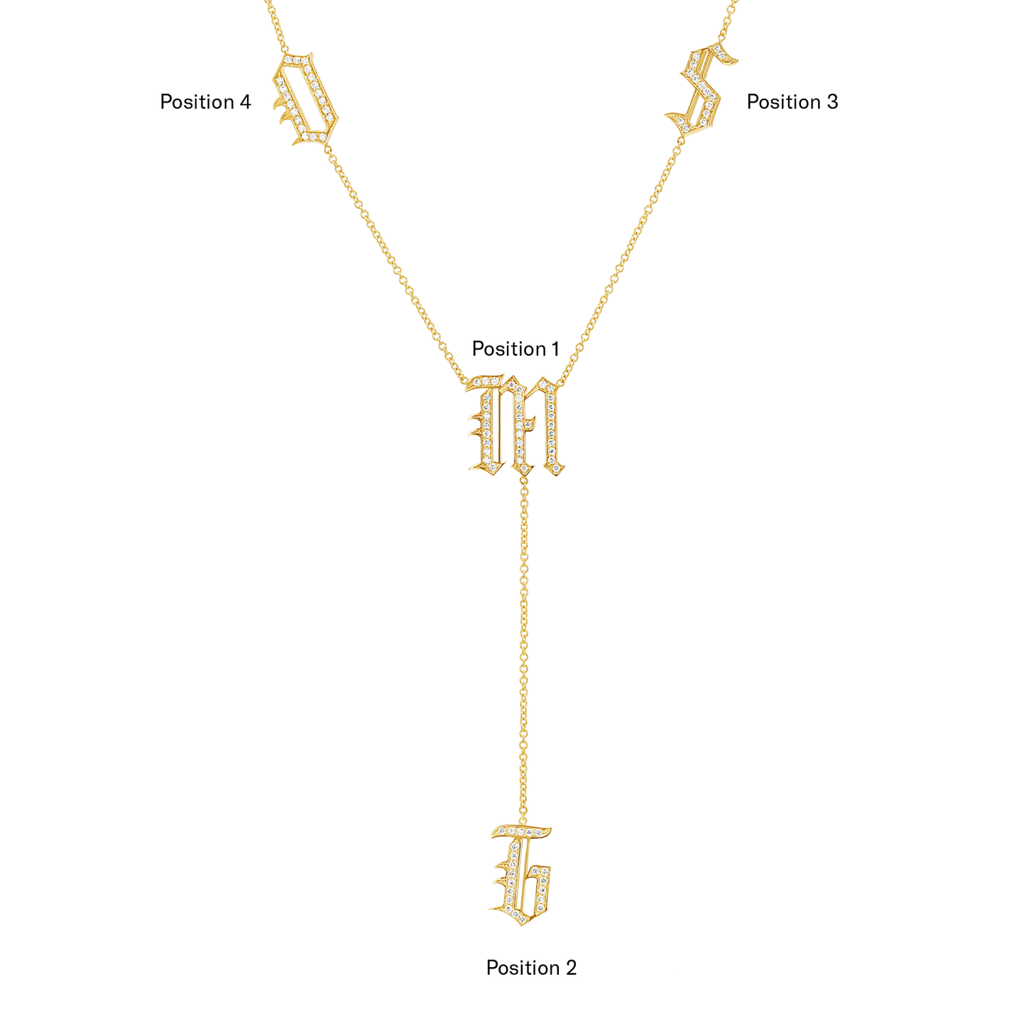 Diamond Old English Letter Drop Necklace - Lotus Diamond