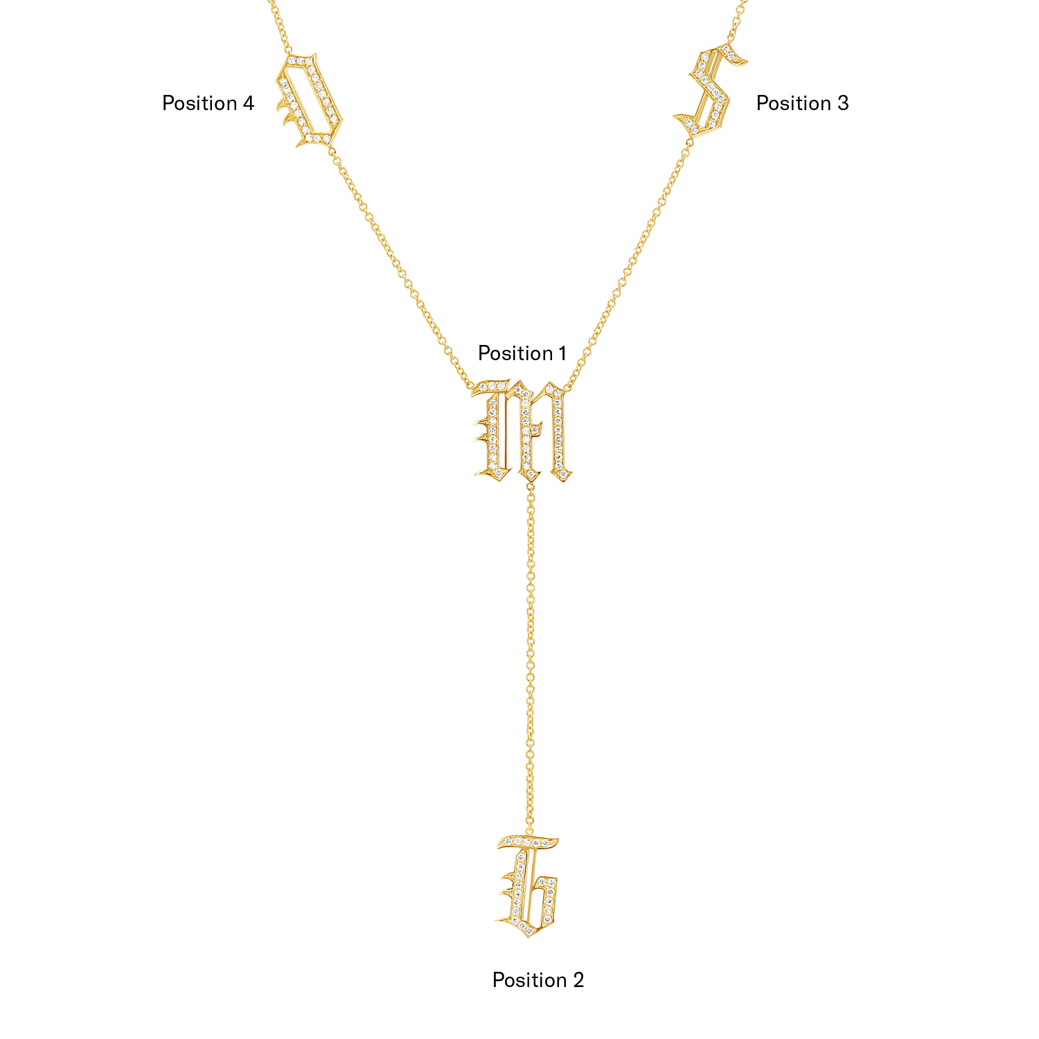 Diamond Old English Letter Drop Necklace - Lotus Diamond