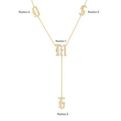Diamond Old English Letter Drop Necklace - Lotus Diamond
