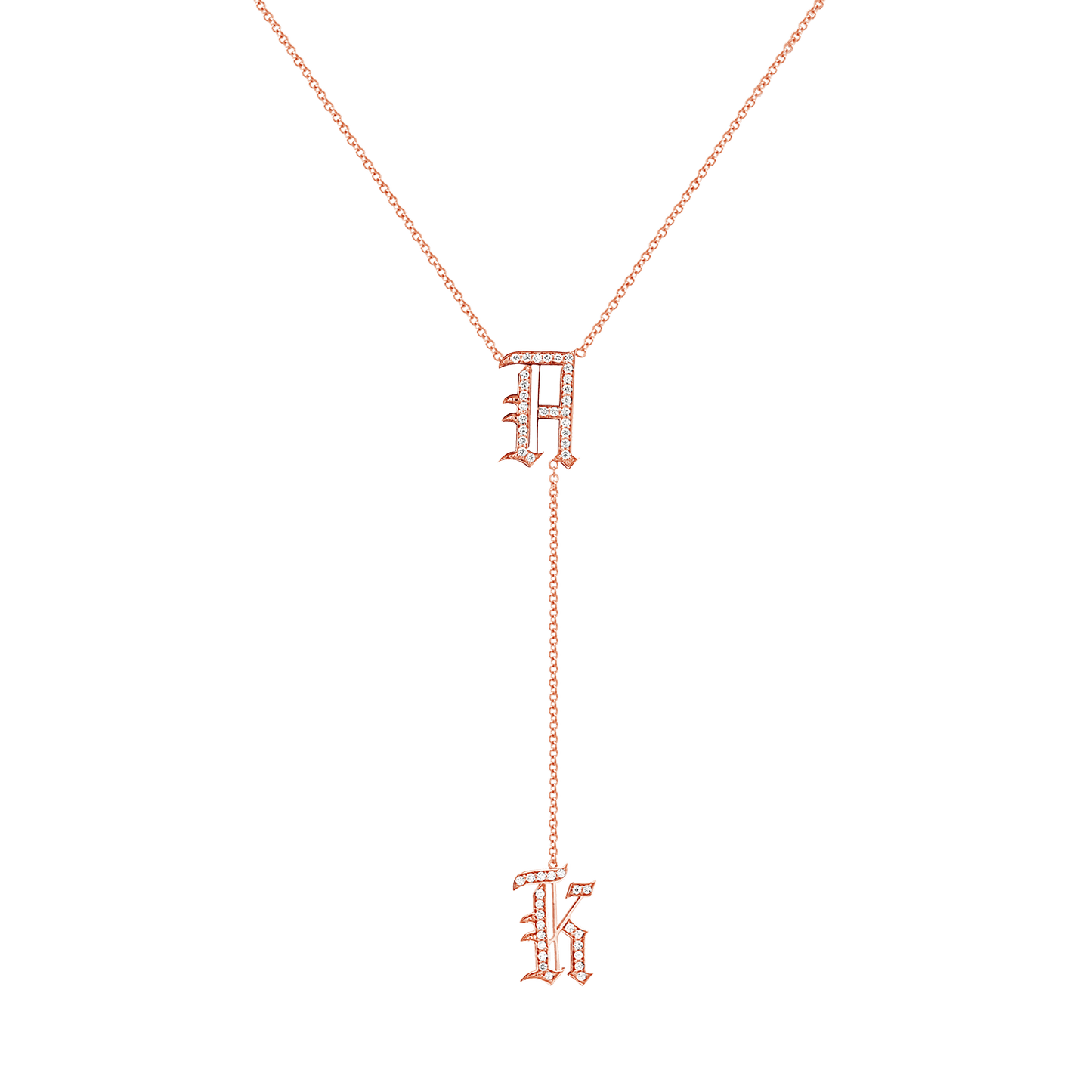 Diamond Old English Letter Drop Necklace - Lotus Diamond