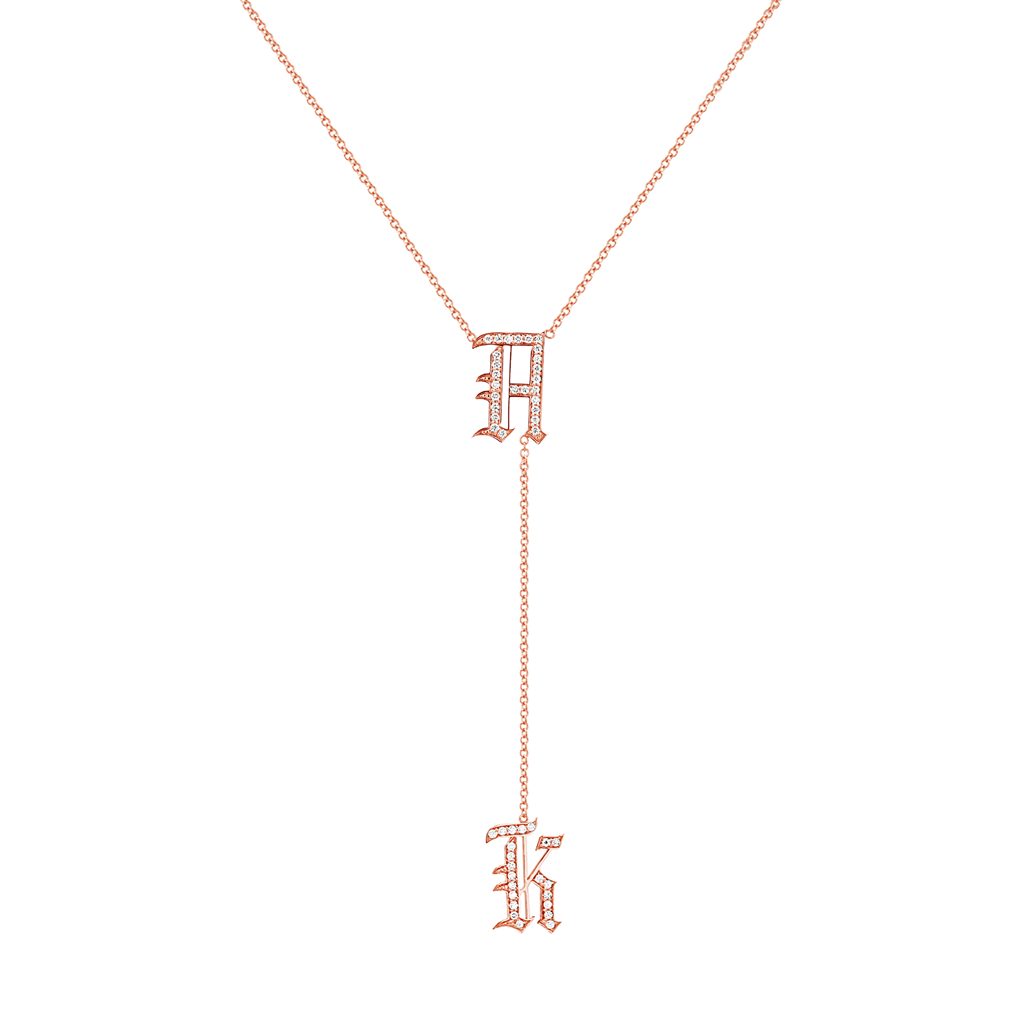 Diamond Old English Letter Drop Necklace - Lotus Diamond