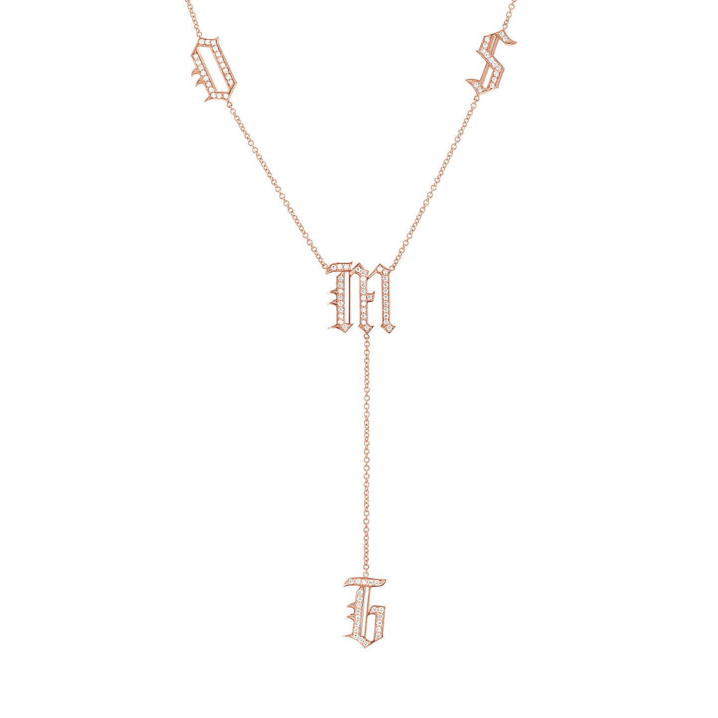 Diamond Old English Letter Drop Necklace - Lotus Diamond