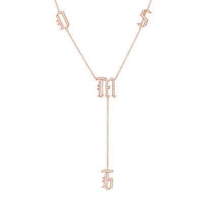 Diamond Old English Letter Drop Necklace - Lotus Diamond