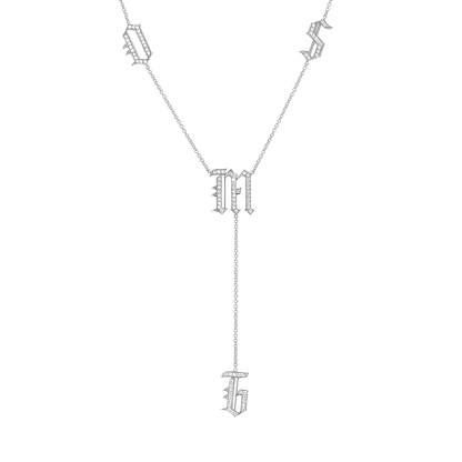 Diamond Old English Letter Drop Necklace - Lotus Diamond