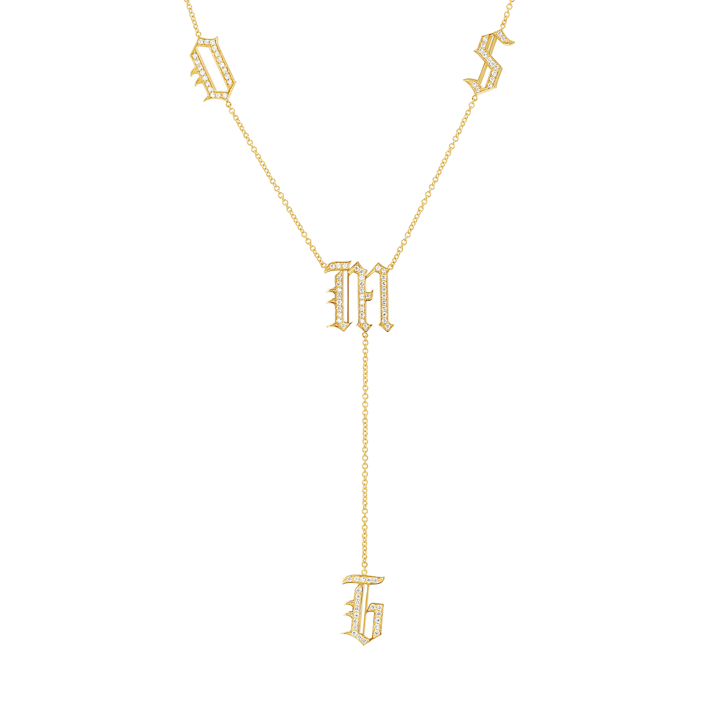 Diamond Old English Letter Drop Necklace - Lotus Diamond