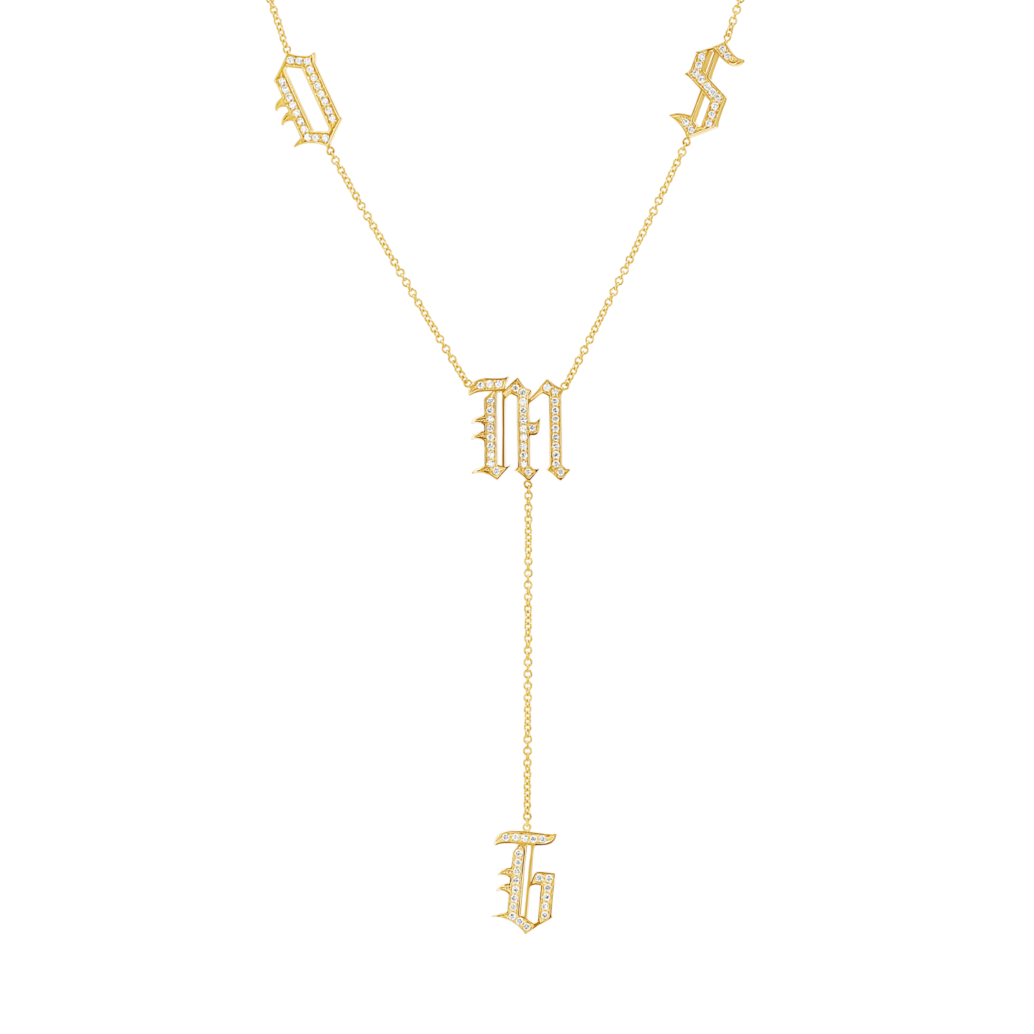 Diamond Old English Letter Drop Necklace - Lotus Diamond