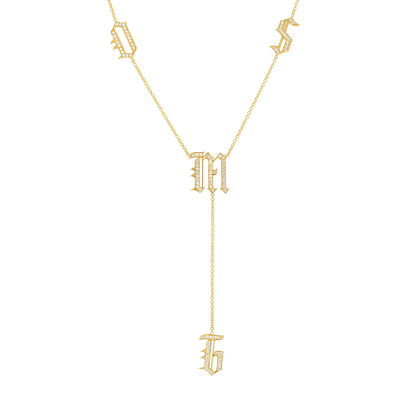 Diamond Old English Letter Drop Necklace - Lotus Diamond