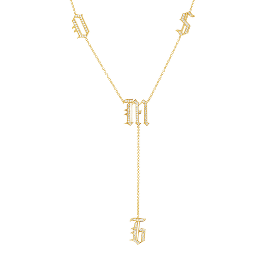 Diamond Old English Letter Drop Necklace - Lotus Diamond