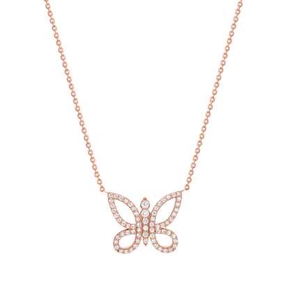 Diamond Pave Butterfly Necklace - Lotus Diamond
