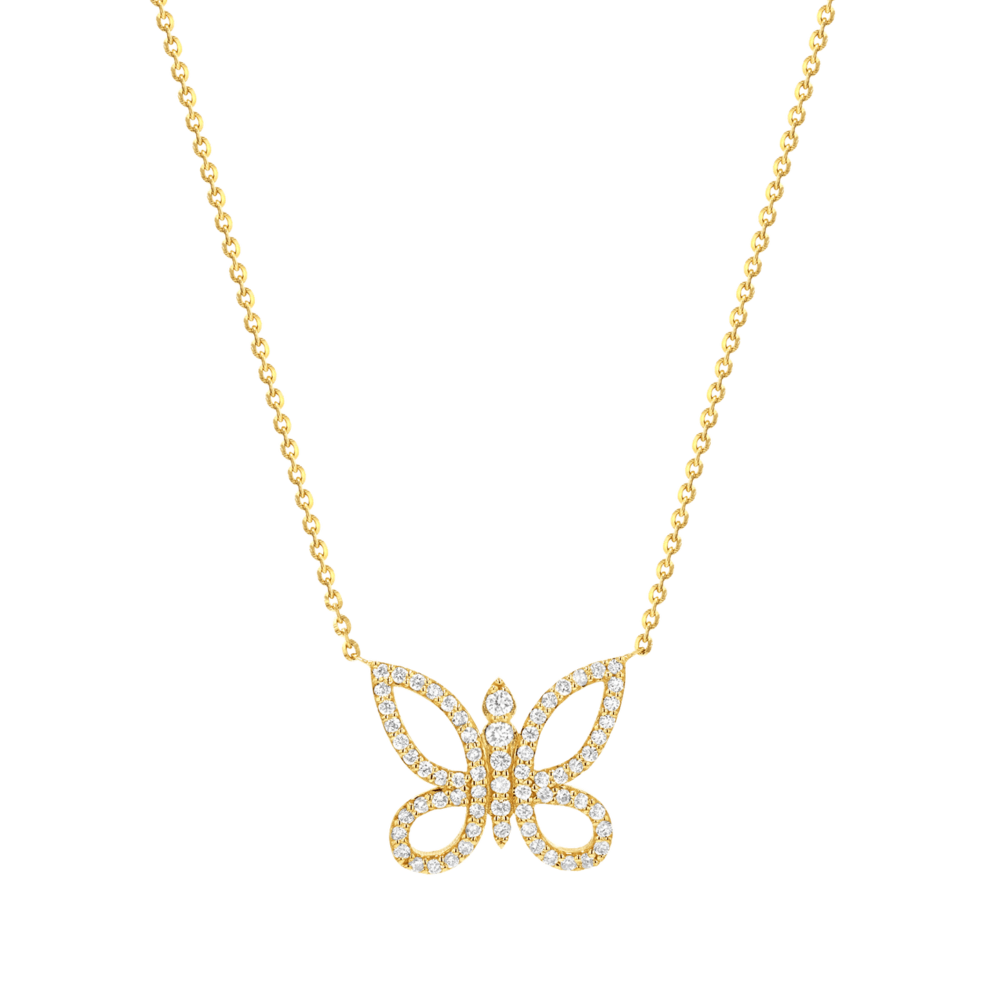 Diamond Pave Butterfly Necklace - Lotus Diamond