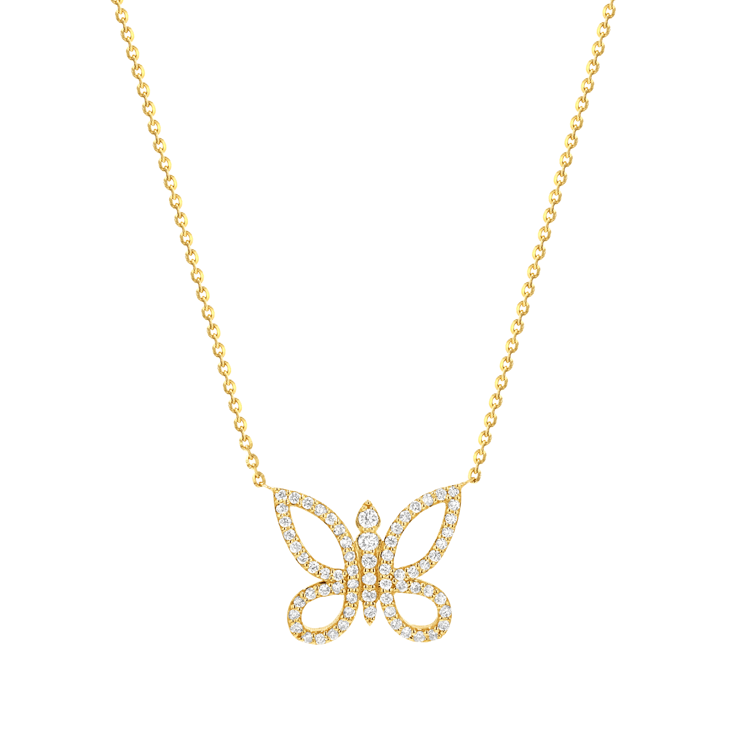Diamond Pave Butterfly Necklace - Lotus Diamond