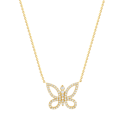 Diamond Pave Butterfly Necklace - Lotus Diamond