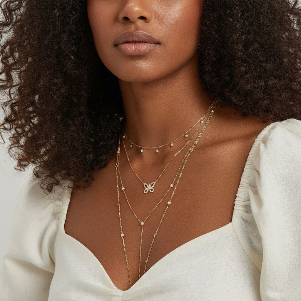Diamond Pave Butterfly Necklace - Lotus Diamond