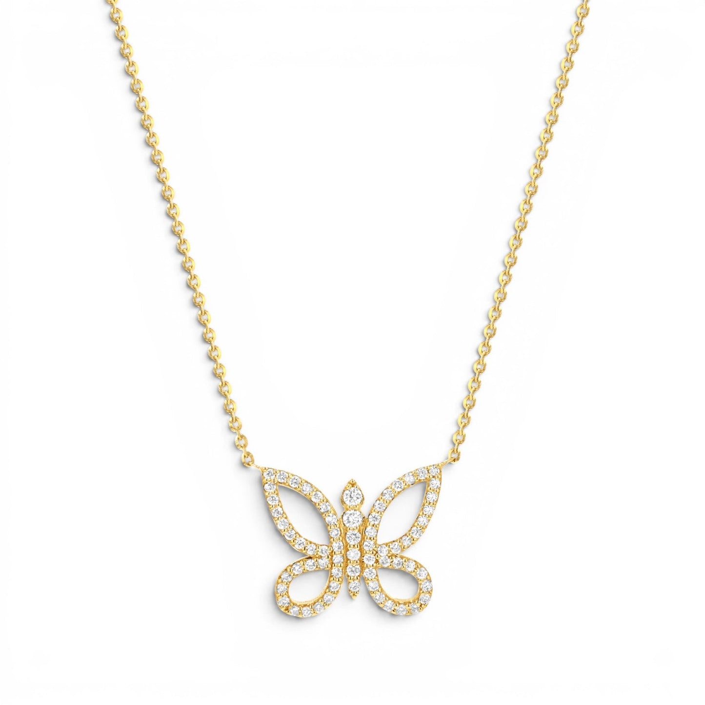 Diamond Pave Butterfly Necklace - Lotus Diamond