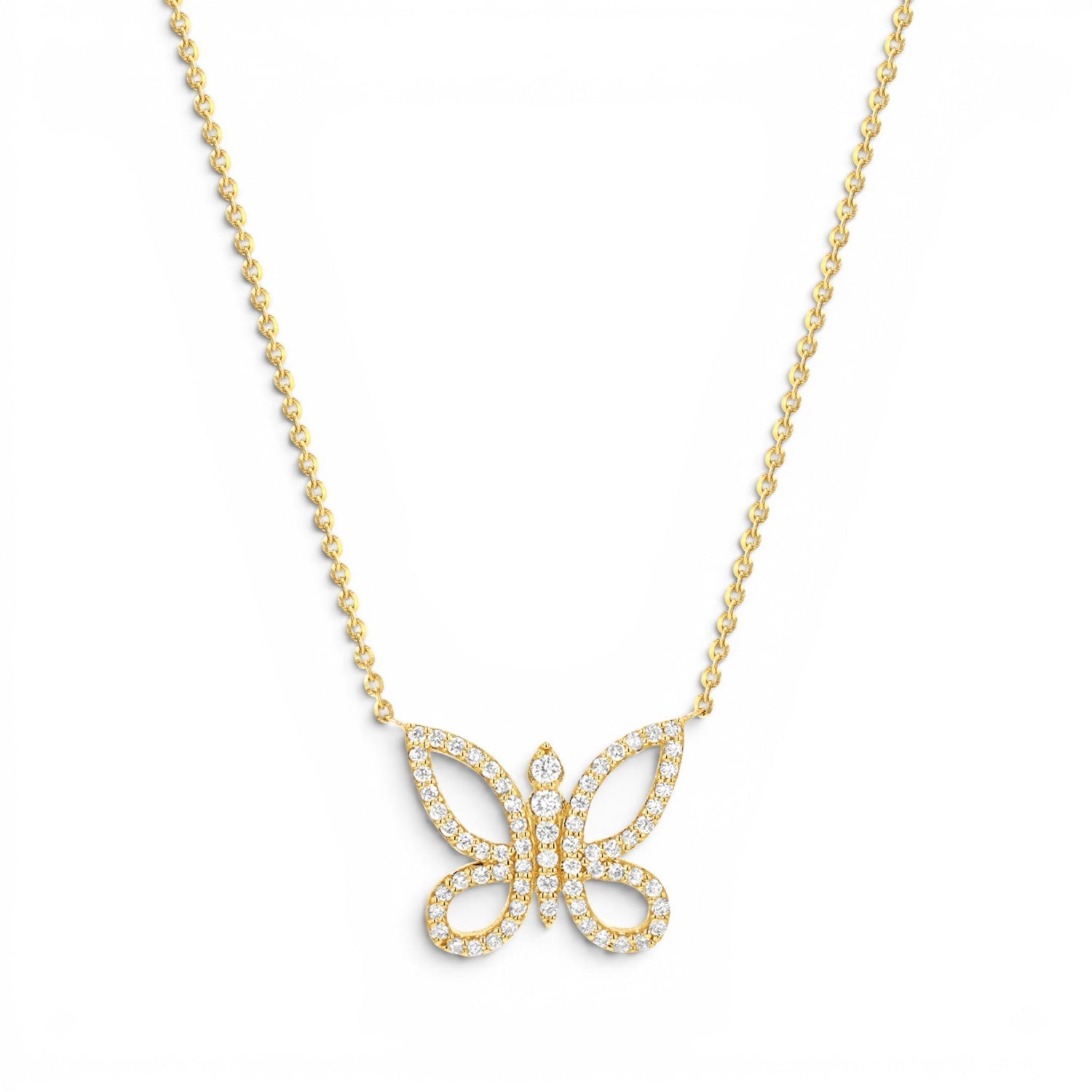 Diamond Pave Butterfly Necklace - Lotus Diamond