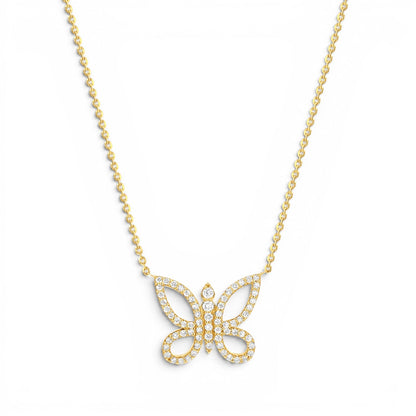 Diamond Pave Butterfly Necklace - Lotus Diamond