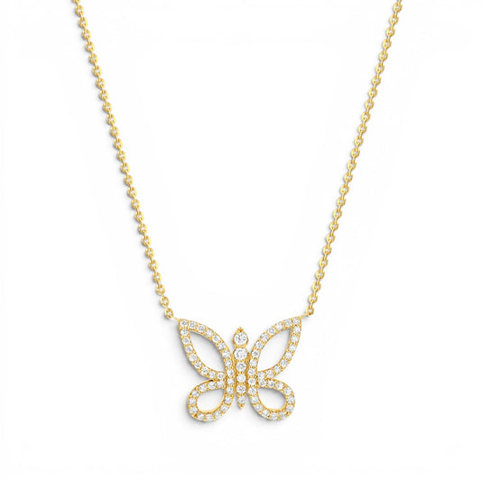 Diamond Pave Butterfly Necklace - Lotus Diamond