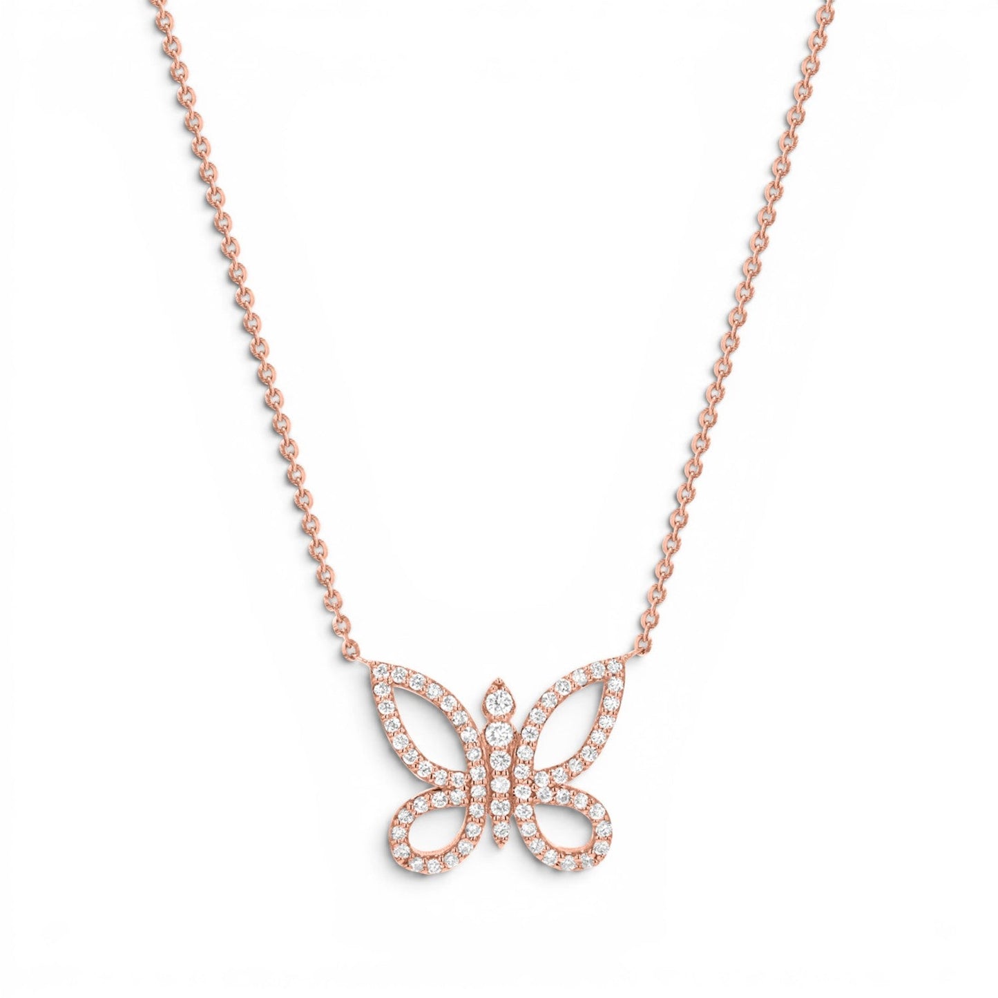 Diamond Pave Butterfly Necklace - Lotus Diamond