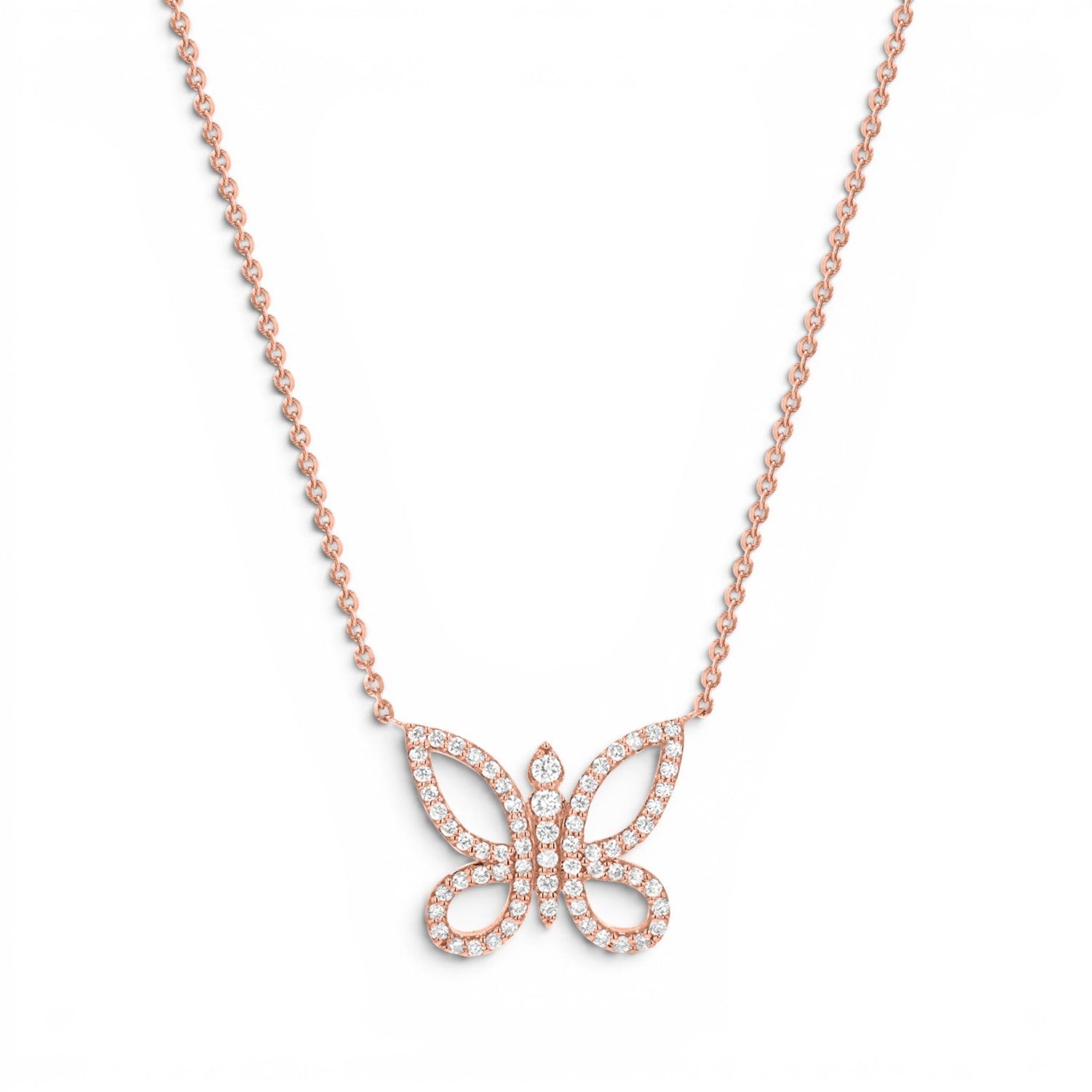 Diamond Pave Butterfly Necklace - Lotus Diamond