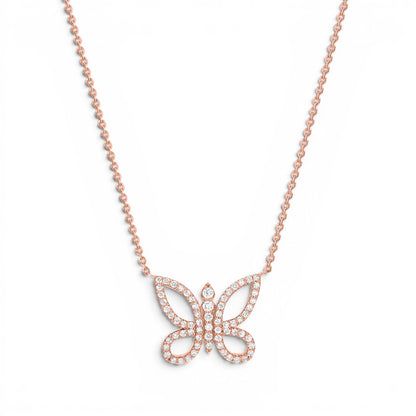 Diamond Pave Butterfly Necklace - Lotus Diamond
