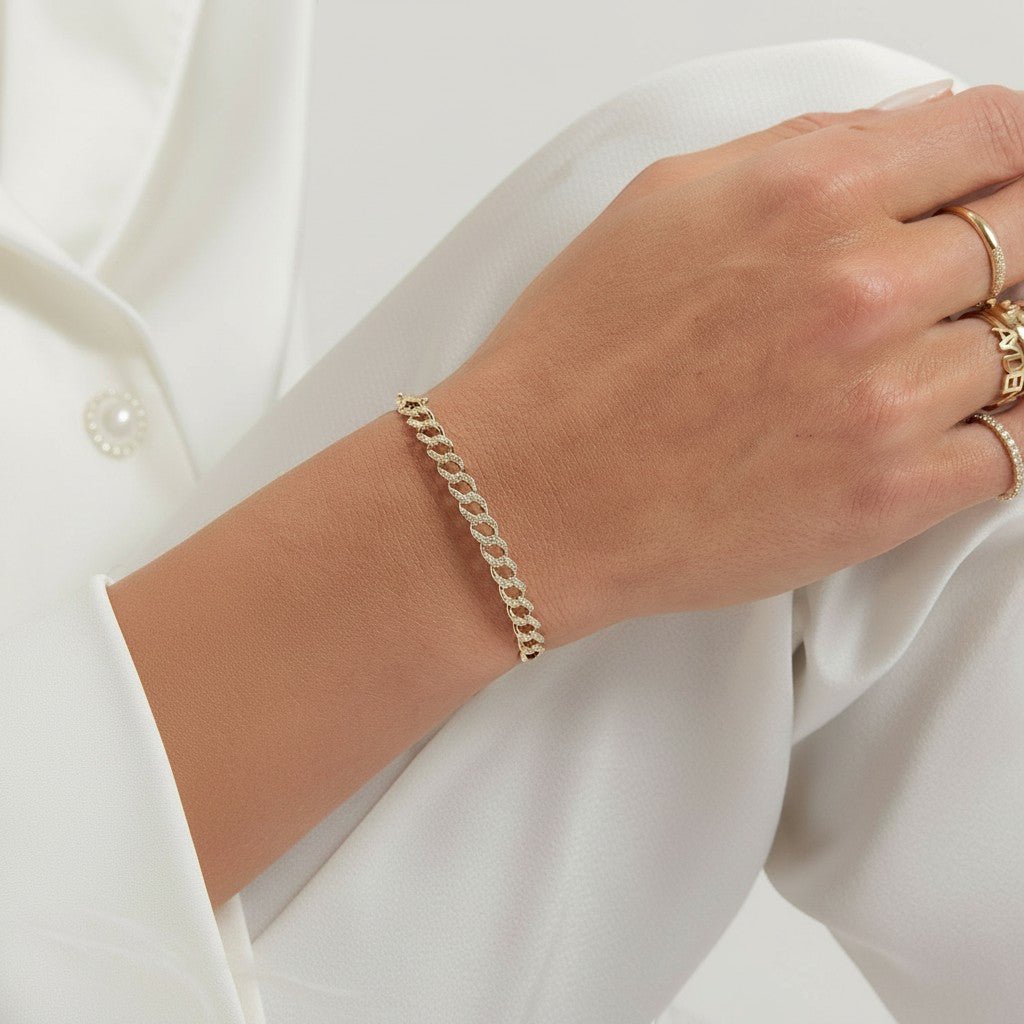 Diamond Pave Cuban Bracelet - Lotus Diamond