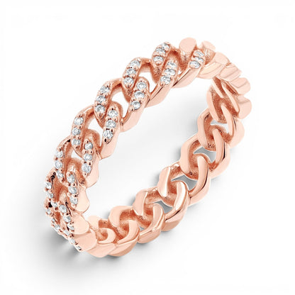 Diamond Pave Cuban Link Ring - Lotus Diamond