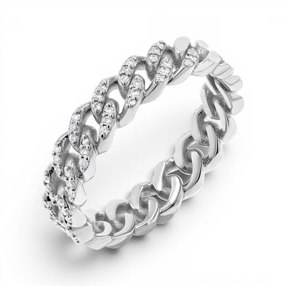 Diamond Pave Cuban Link Ring - Lotus Diamond