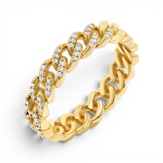 Diamond Pave Cuban Link Ring - Lotus Diamond