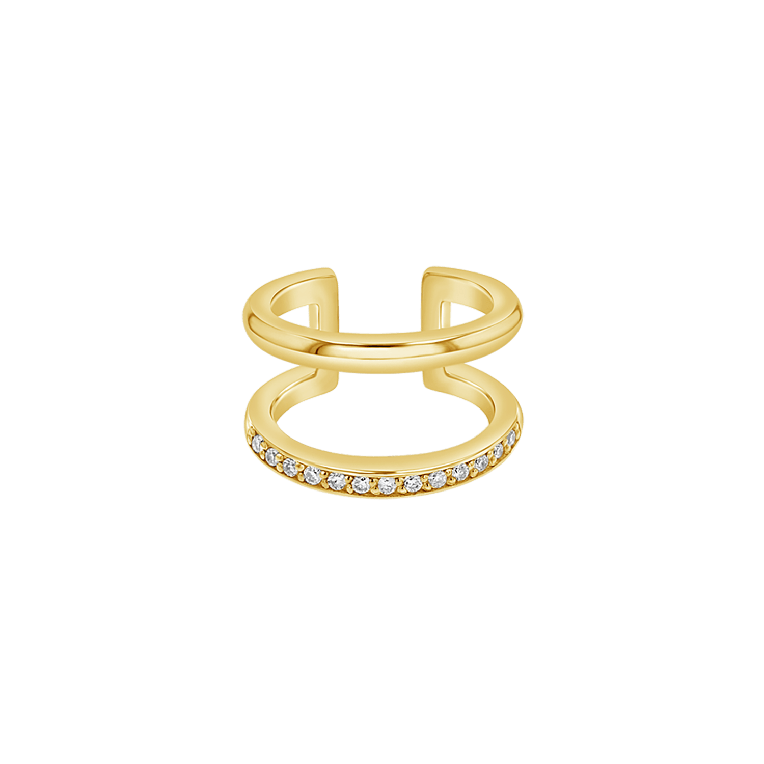 Diamond Pave Open Band Ear Cuff - Lotus Diamond