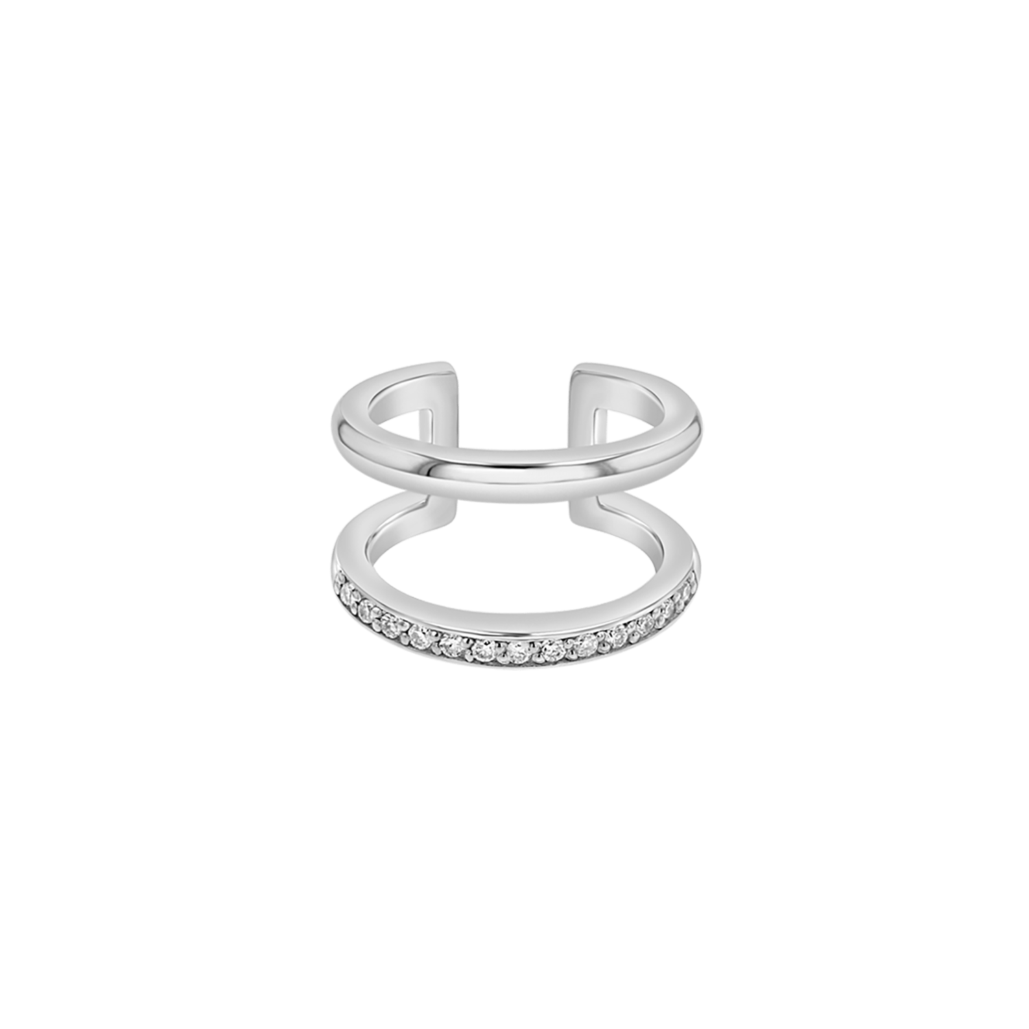 Diamond Pave Open Band Ear Cuff - Lotus Diamond