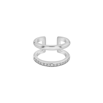 Diamond Pave Open Band Ear Cuff - Lotus Diamond