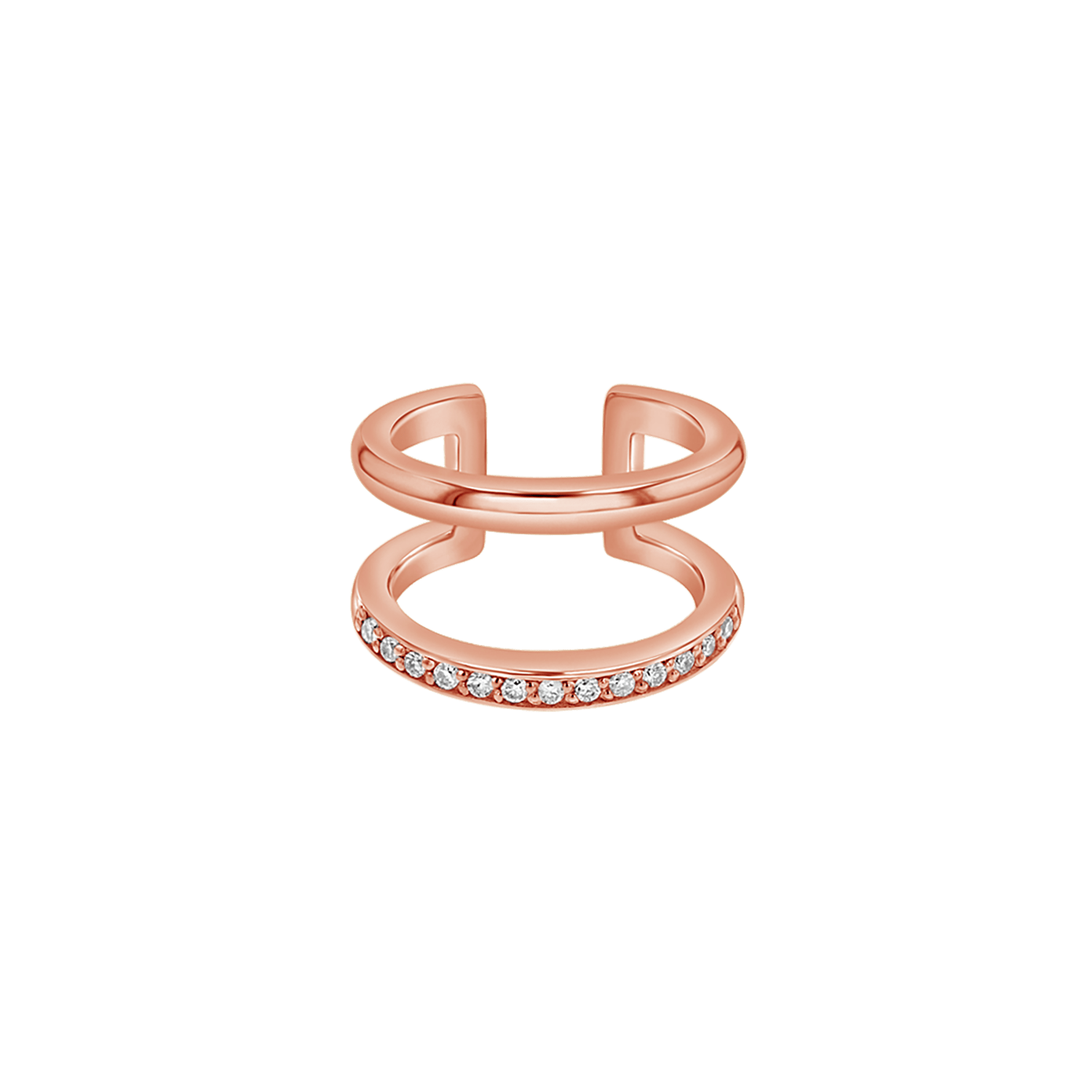 Diamond Pave Open Band Ear Cuff - Lotus Diamond