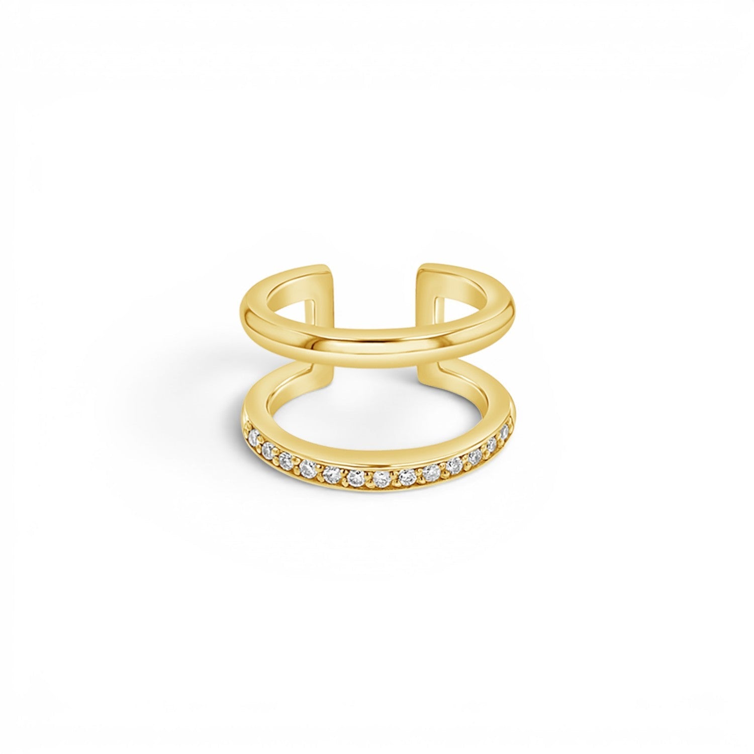 Diamond Pave Open Band Ear Cuff - Lotus Diamond