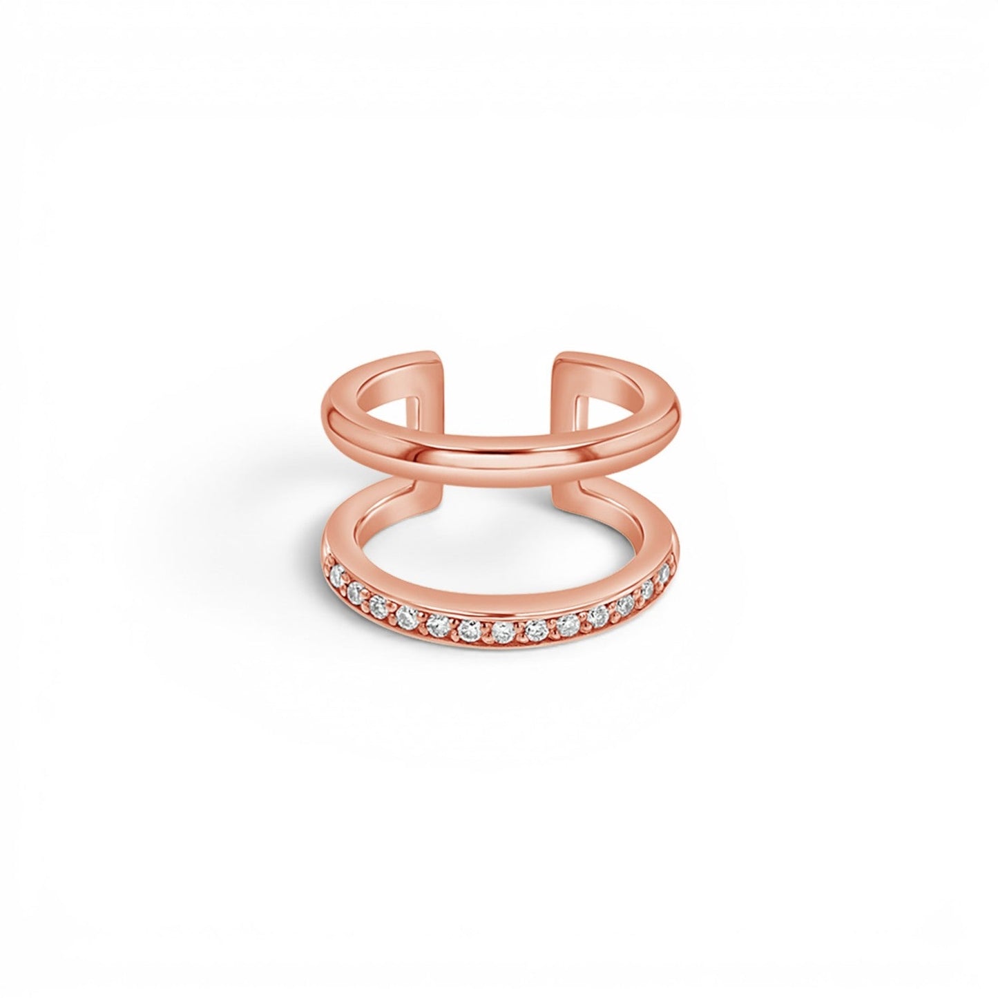 Diamond Pave Open Band Ear Cuff - Lotus Diamond