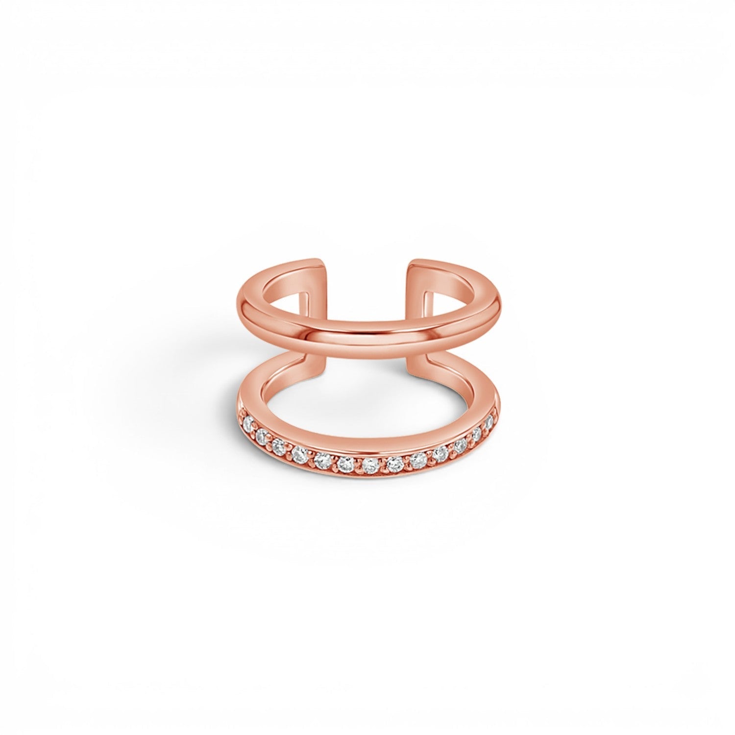 Diamond Pave Open Band Ear Cuff - Lotus Diamond
