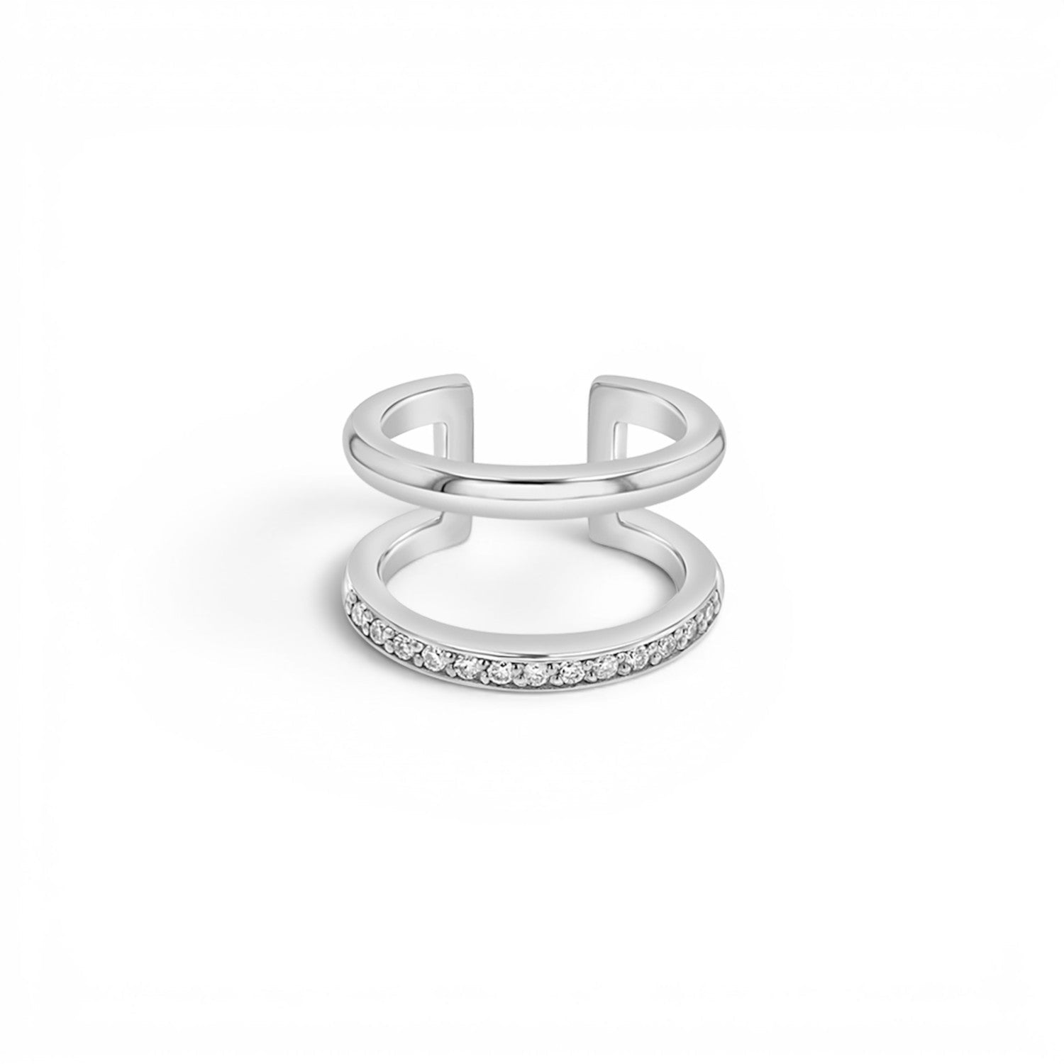 Diamond Pave Open Band Ear Cuff - Lotus Diamond