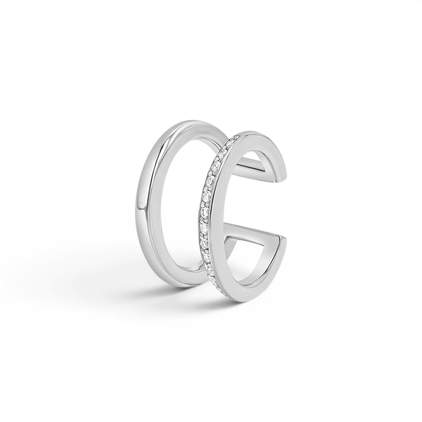 Diamond Pave Open Band Ear Cuff - Lotus Diamond