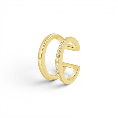 Diamond Pave Open Band Ear Cuff - Lotus Diamond