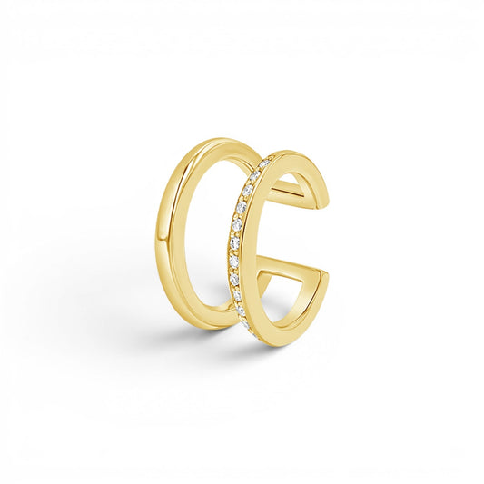 Diamond Pave Open Band Ear Cuff - Lotus Diamond