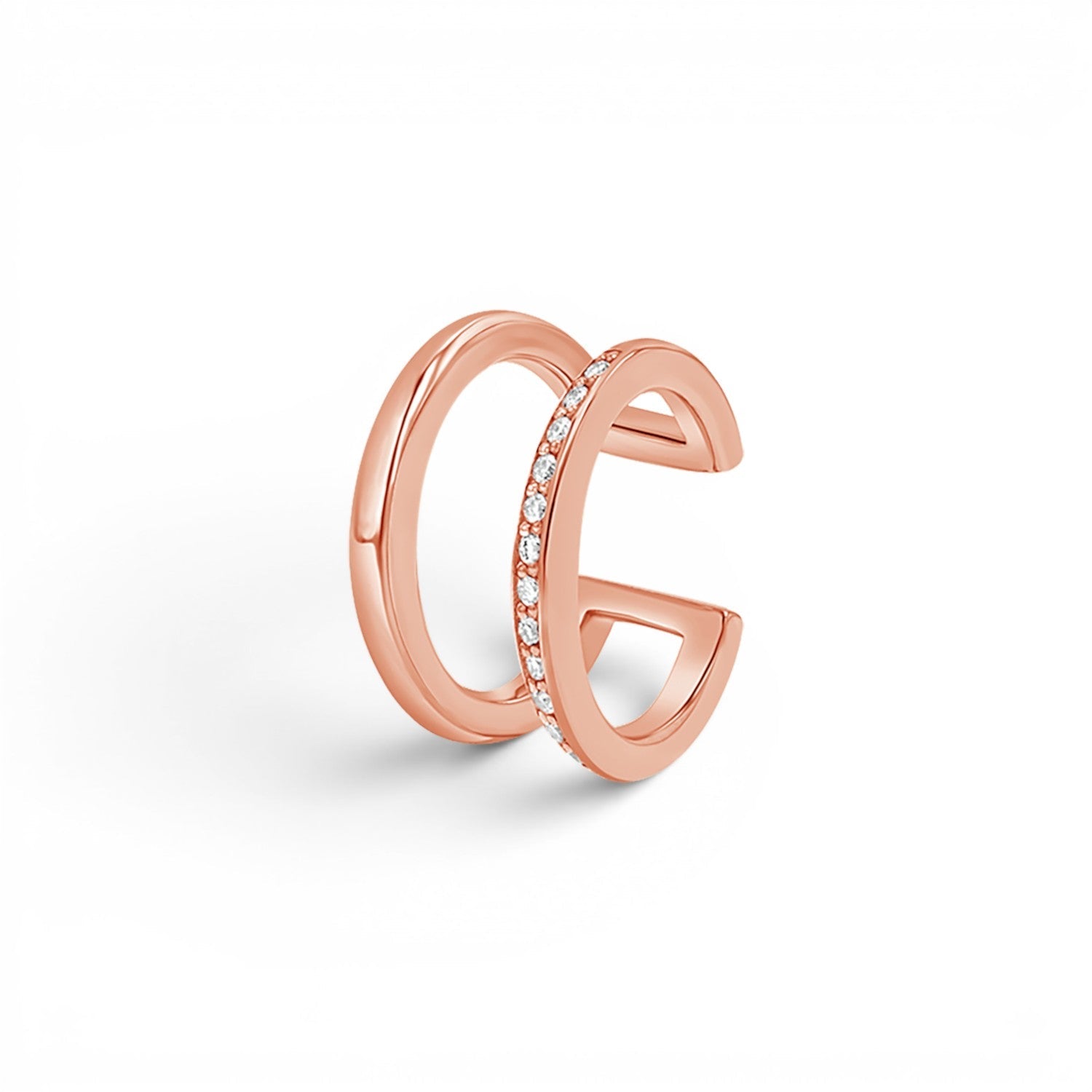 Diamond Pave Open Band Ear Cuff - Lotus Diamond