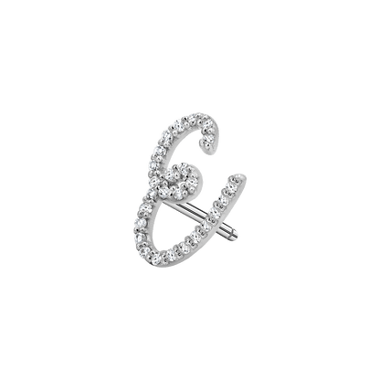 Diamond Pave Script Letter Stud - Lotus Diamond