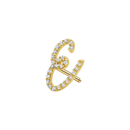 Diamond Pave Script Letter Stud - Lotus Diamond