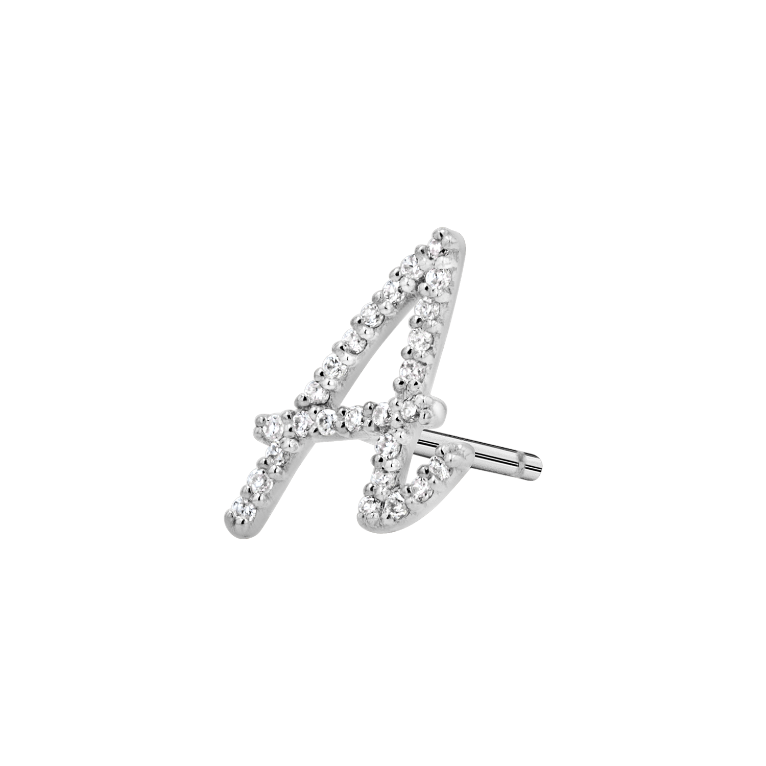 Diamond Pave Script Letter Stud - Lotus Diamond